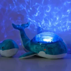 Peluche veilleuse projection musicale baleine Tranquil Whale® - Bleu