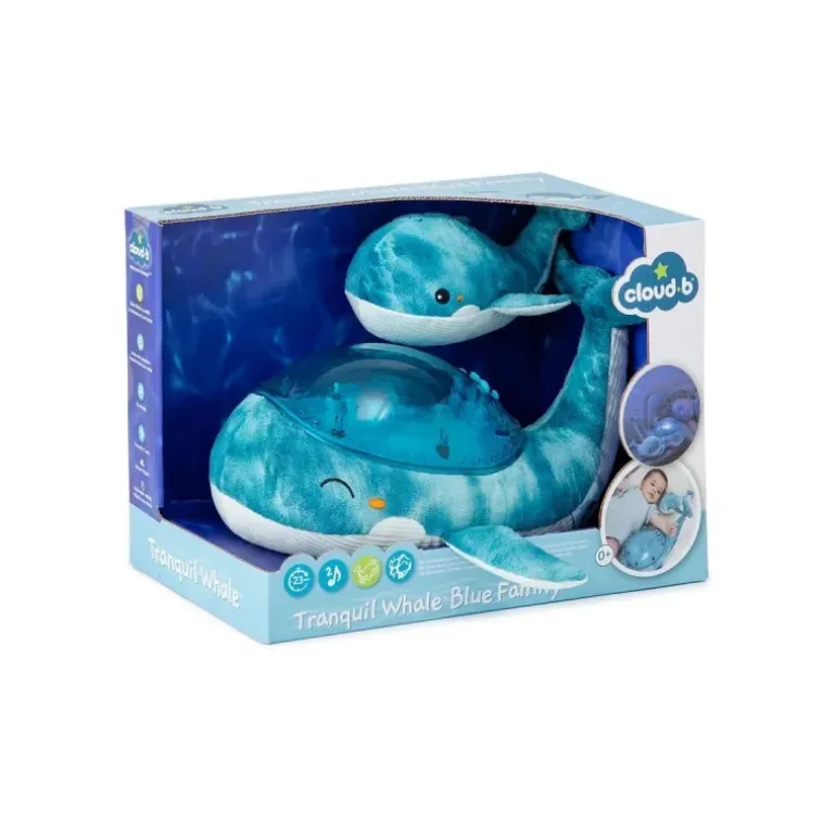 Peluche veilleuse projection musicale baleine Tranquil Whale® - Bleu
