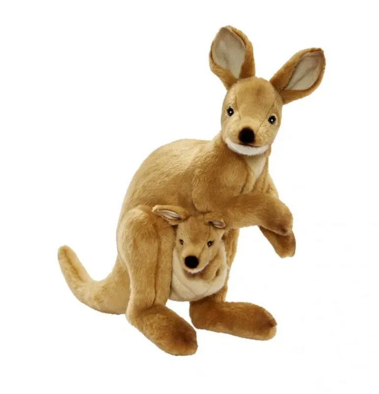 Peluche Wallaby avec bebe - 38 cm