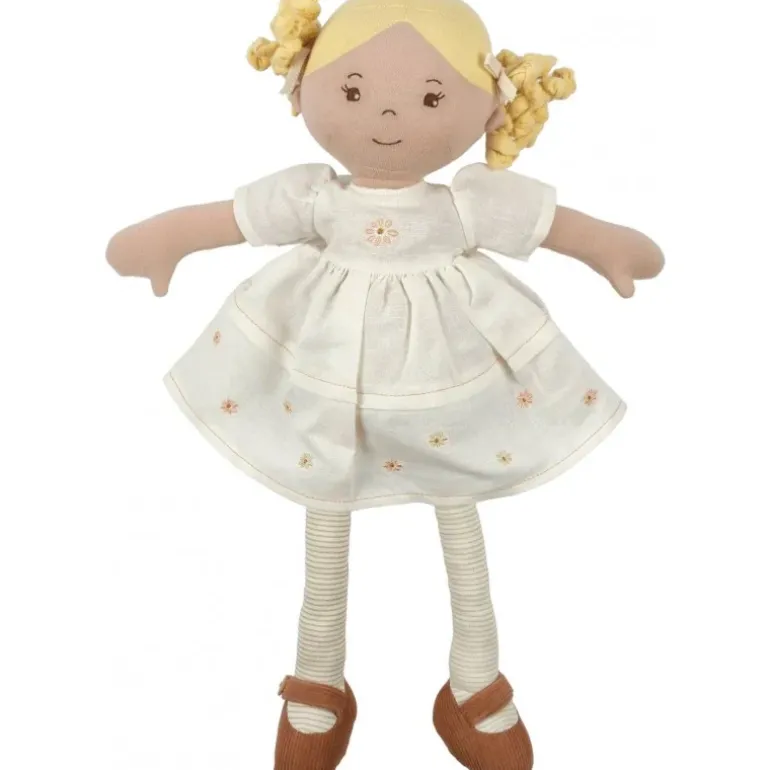 Poupée blonde Priscy avec robe en lin