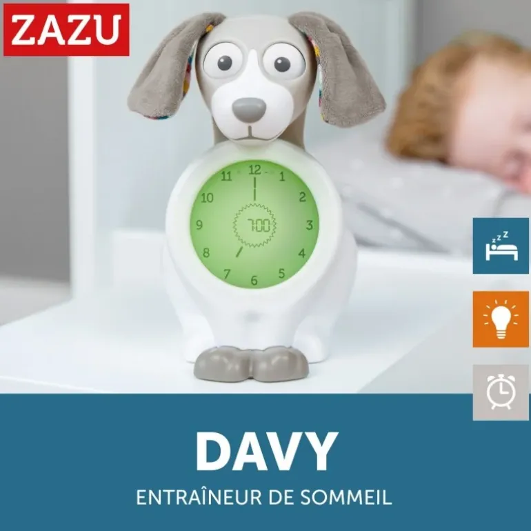 Réveil éducatif veilleuse Davy le chien - Rose