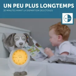 Réveil éducatif veilleuse Davy le chien - Rose