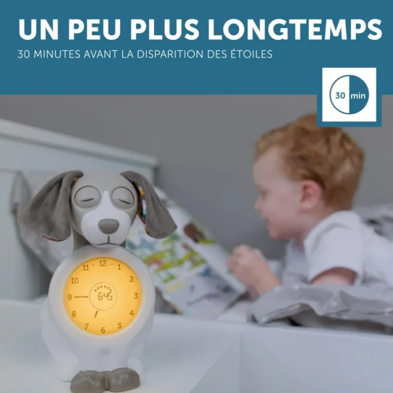 Réveil éducatif veilleuse Davy le chien - Rose