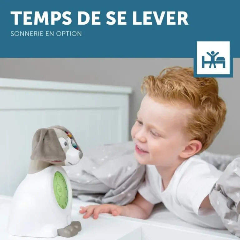 Réveil éducatif veilleuse Davy le chien - Rose