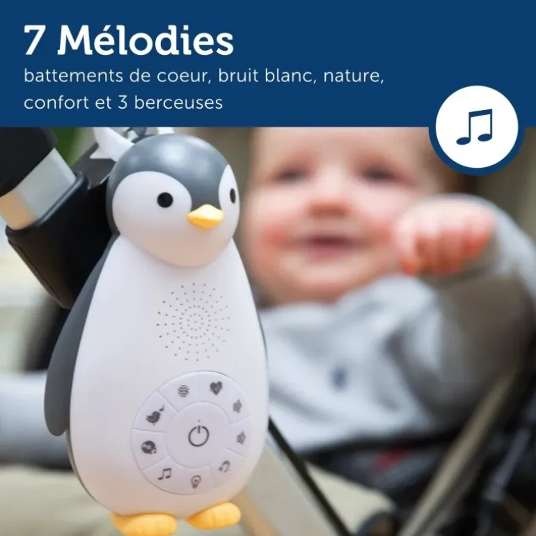 Veilleuse musicale nomade grise Zoë le pingouin