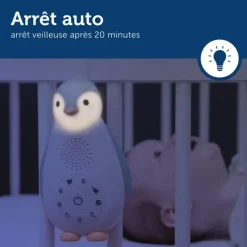 Veilleuse musicale nomade bleue Zoë le pingouin