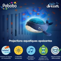 Veilleuse projecteur effets aquatiques baleine Aqua Dream - Pabobo